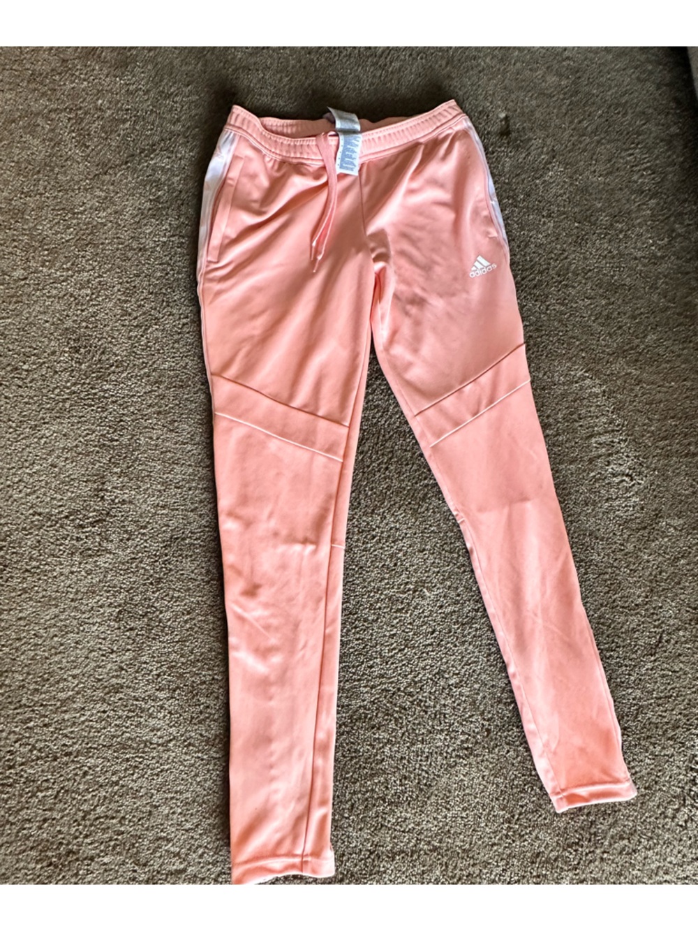 Adidas Peach Coral Taped Logo Track Pants ClimaCool - Size Small
